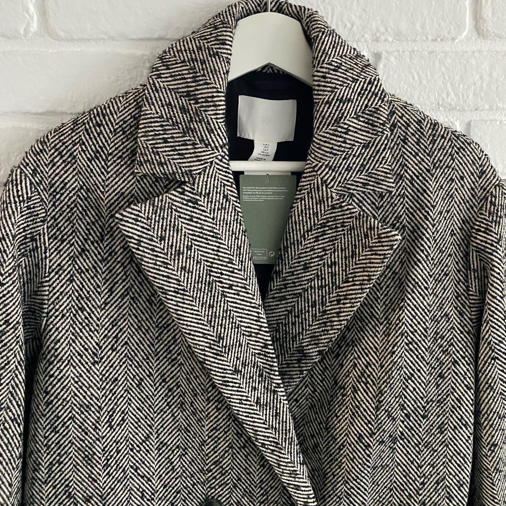 H&M Herringbone Pea Coat - Picture 2 of 5